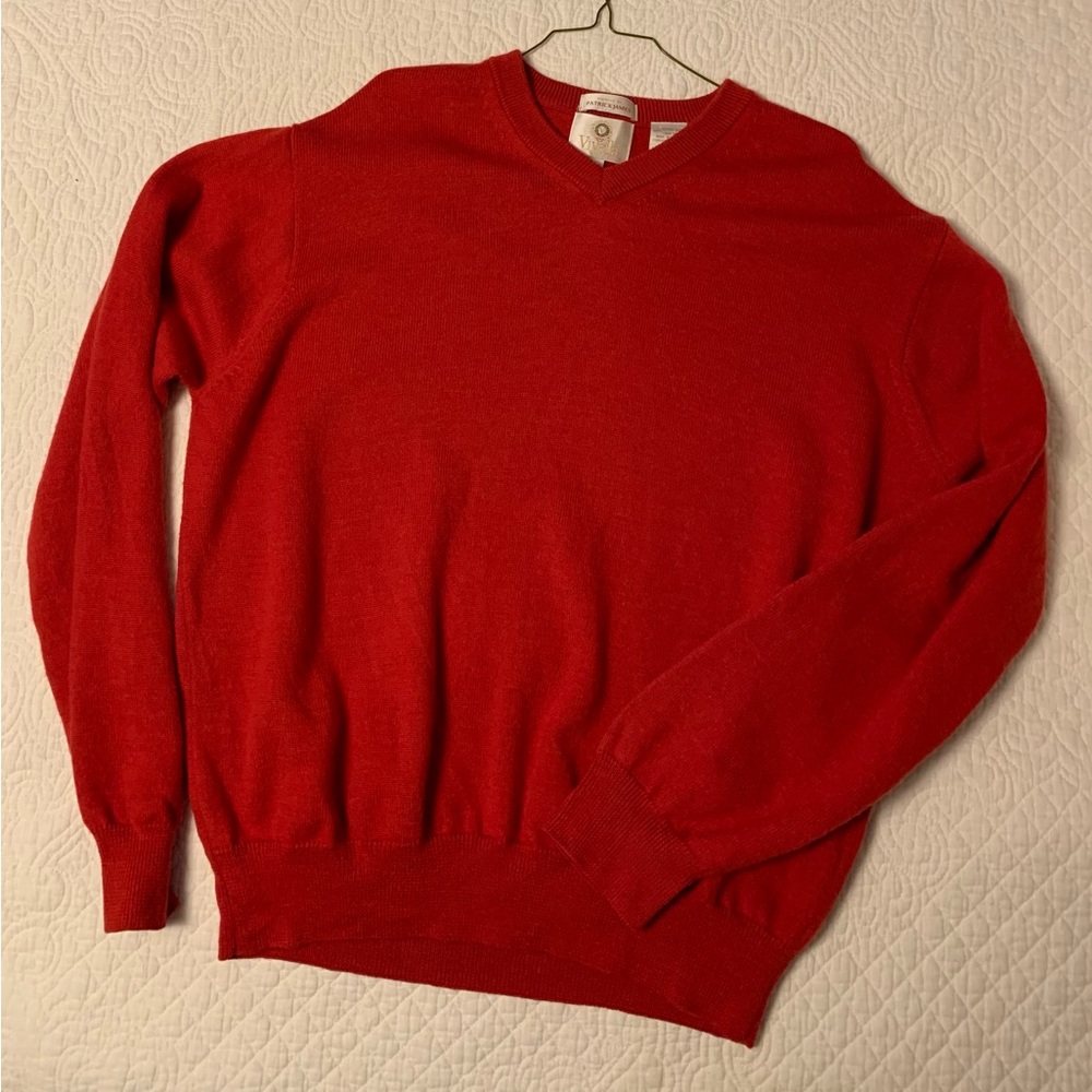 Patrick James  V-Neck Sweater in Rich Red